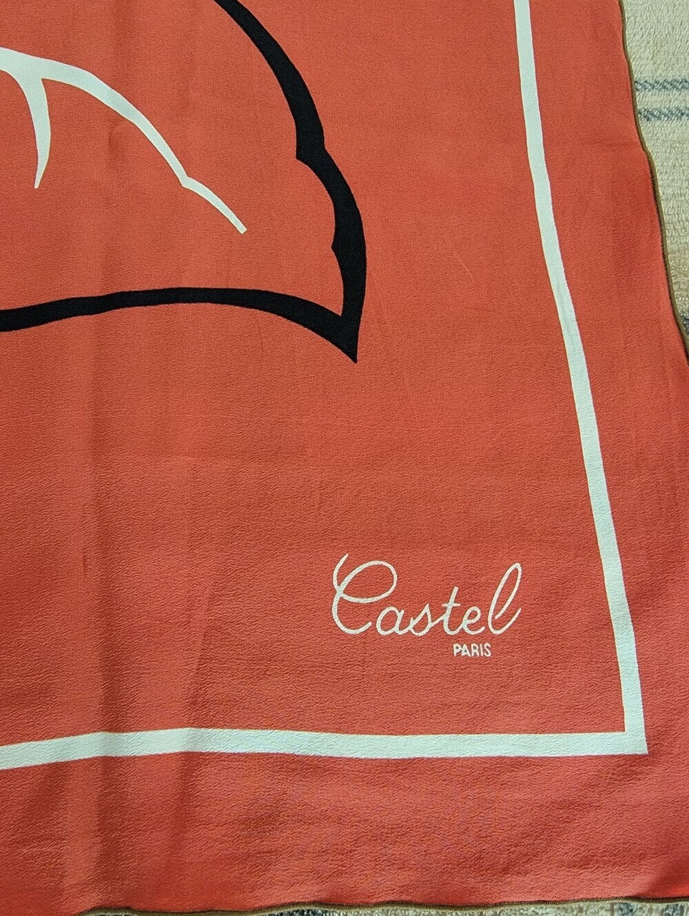 Vintage Floral Silk-Blend Scarf in Coral, Brown & Black - Picture 2 of 5
